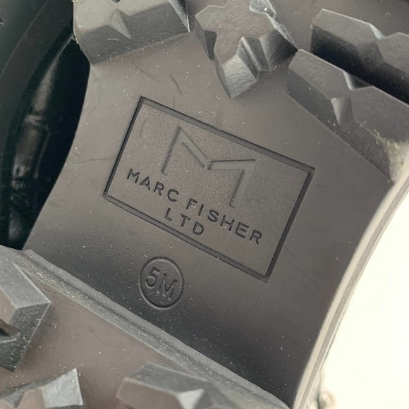 NWOT MARC FISHER black platform crocodile leather combat boots - Picture 7 of 11